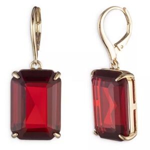 Ralph Lauren Red Gold Rectangle Gemstone Earrings